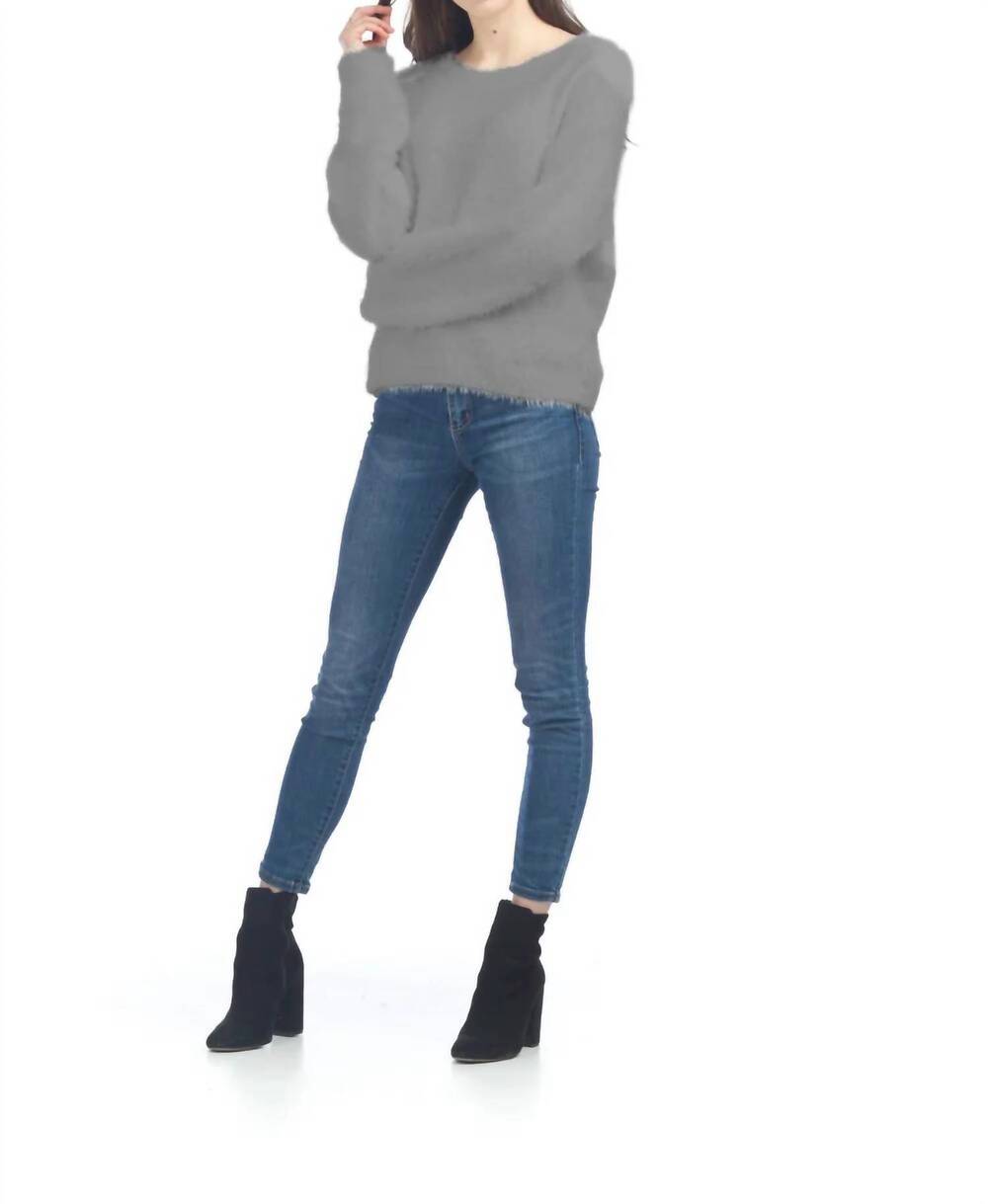 NEW PAPILLON lurex infused fuzzy sweater in grey